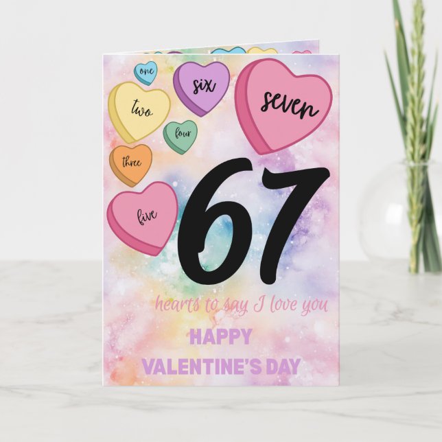 67 Vattenfärg Hjärtans Dag-kort Kort (Framsida)