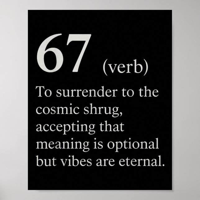 67 Verb Definition Meme Funny Internet Joke Trendi Poster (Framsidan)