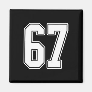 #67 Vit konturnummer 67 Sportfantast Jersey Styl Magnet
