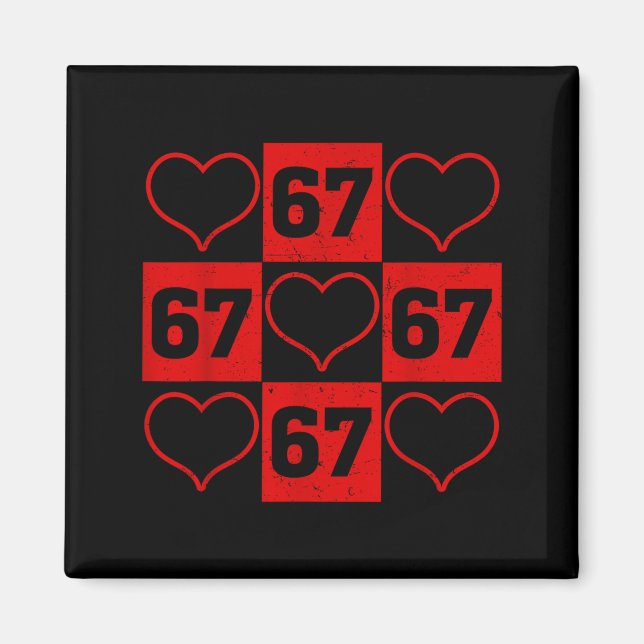 67 Xoxo Cute Heart Valentine’s Day 6 7 Six Seven M Magnet (Framsidan)