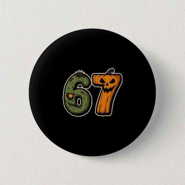 67 Zombie Pumpa Six Seven Halloween Meme  Knapp (Framsida)