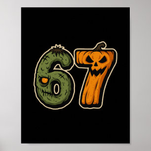 67 Zombie Pumpa Six Seven Halloween Meme Poster