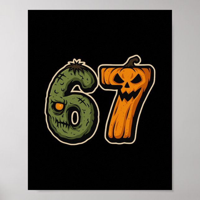 67 Zombie Pumpa Six Seven Halloween Meme  Poster (Framsidan)