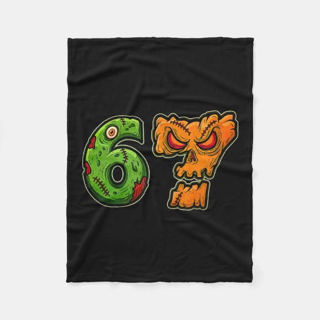 67 Zombie Pumpkin Six Seven Halloween Meme Kostym Fleecefilt (Framsidan)
