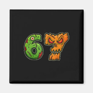 67 Zombie Pumpkin Six Seven Halloween Meme Kostym Magnet