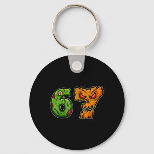 67 Zombie Pumpkin Six Seven Halloween Meme Kostym Nyckelring