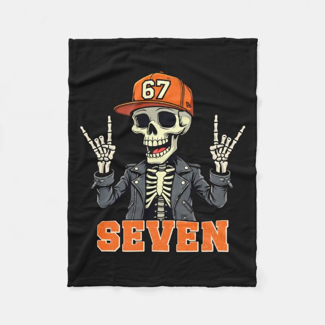 67endy Skeleton - 67 Sex Seven Halloween 7 Long Sl Fleecefilt (Framsidan)