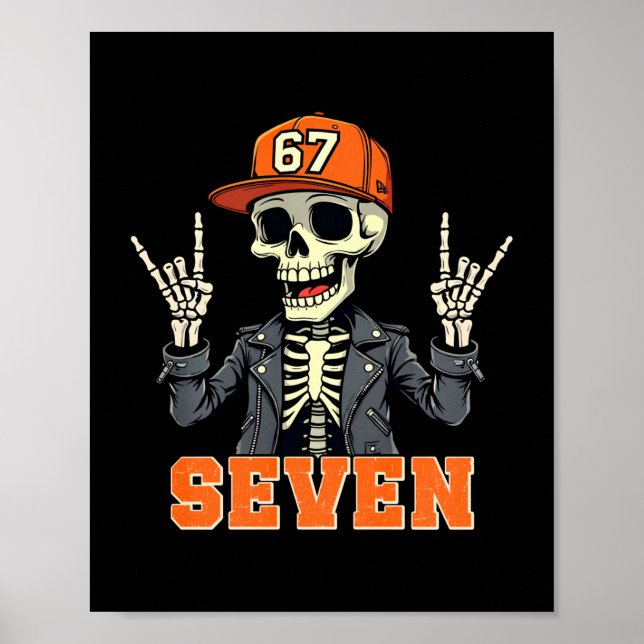 67endy Skeleton – 67 Six Seven Halloween 7 Long Sl Poster (Framsidan)