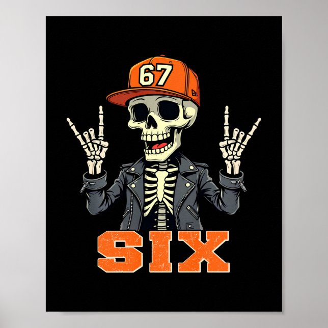 67endy skelett – 67 Six Seven Halloween 6 Lång Sl Poster (Framsidan)