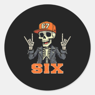 67endy Skelett – 67 Six Seven Halloween 6 Lång Sl Runt Klistermärke