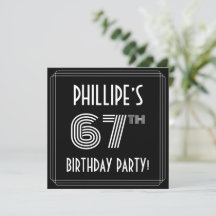 67th Birthday Party: Art Deco Style w/ Custom Name