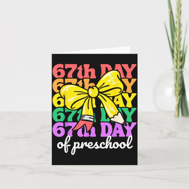 67th Day Of Preschool Girls Coquette Bow 67 Days O Kort (Framsida)