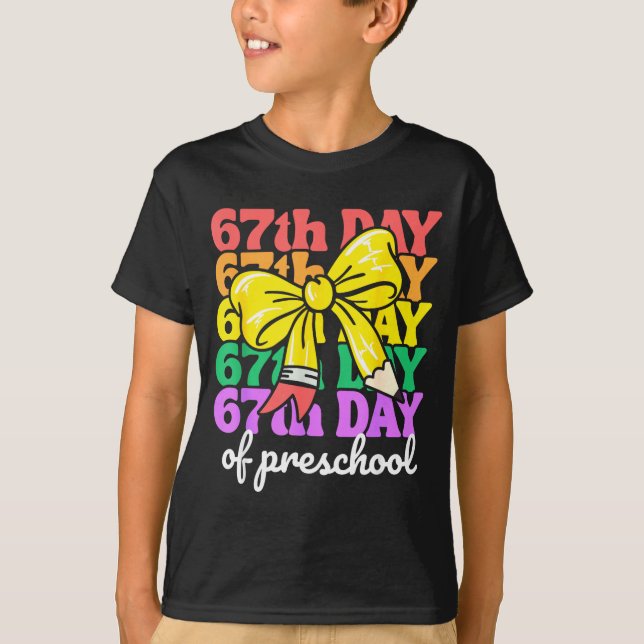 67th Day Of Preschool Girls Coquette Bow 67 Days O T Shirt (Framsida)