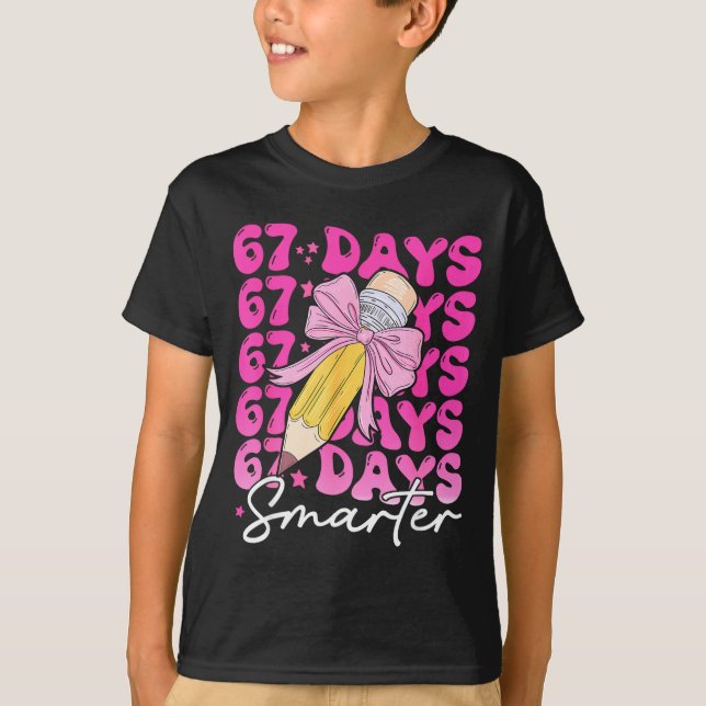 67th Day Of School 67 Days Smarter Coquette Bow Si T Shirt (Framsida)