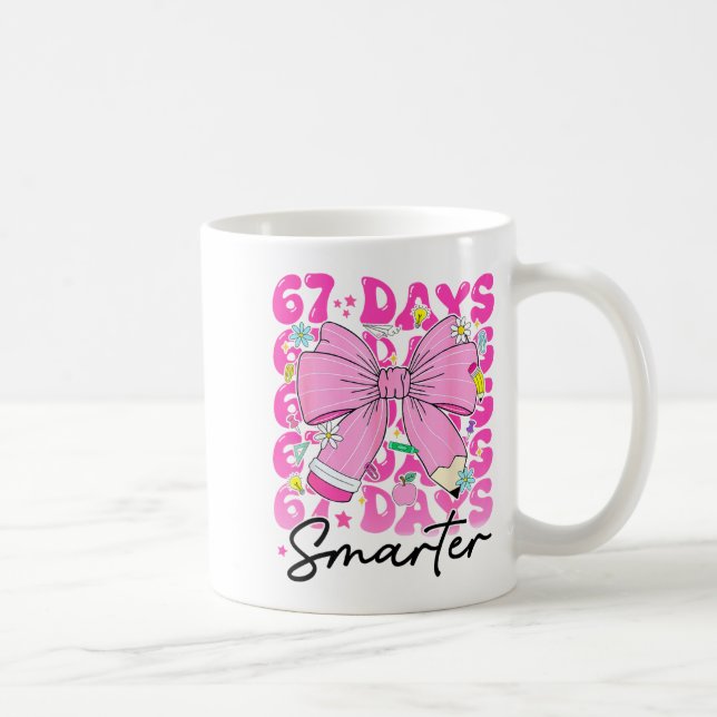 67th Day Of School 67 Days Smarter Coquette Bow Te Kaffemugg (Höger)