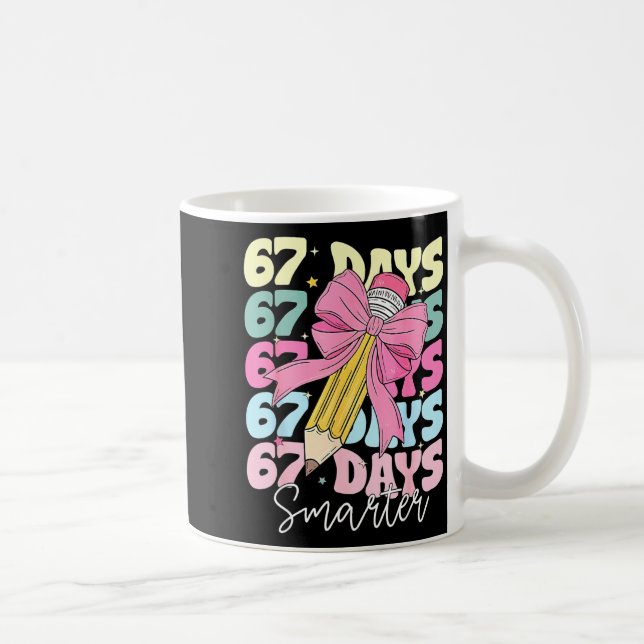 67th Day Of School 67 Days Smarter Coquette Bow Te Kaffemugg (Höger)