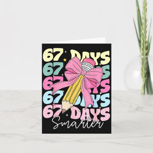 67th Day Of School 67 Days Smarter Coquette Bow Te Kort (Framsida)