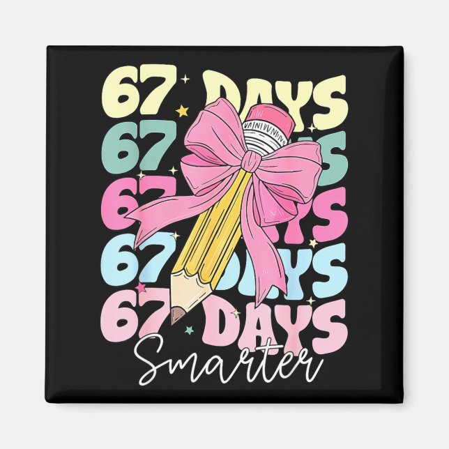 67th Day Of School 67 Days Smarter Coquette Bow Te Magnet (Framsidan)