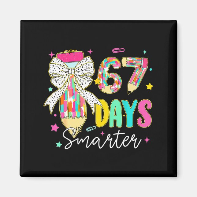67th Day Of School 67 Days Smarter Coquette Bow Te Magnet (Framsidan)