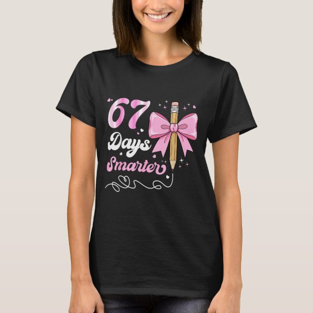 67th Day Of School 67 Days Smarter Coquette Bow Te T Shirt (Framsida)