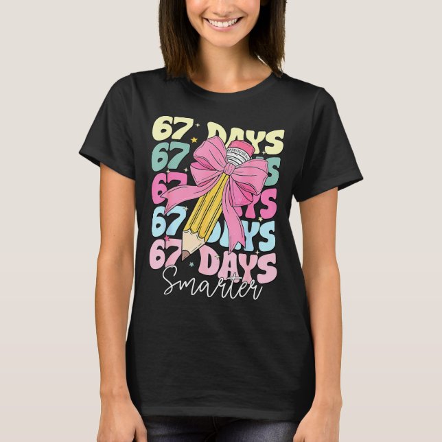 67th Day Of School 67 Days Smarter Coquette Bow Te T Shirt (Framsida)