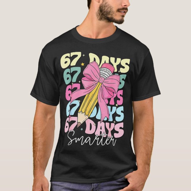 67th Day Of School 67 Days Smarter Coquette Bow Te T Shirt (Framsida)