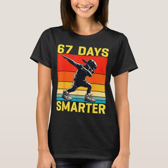 67th Day Of School 67 Days Smarter Dabbing Six Sev T Shirt (Framsida)