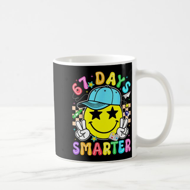 67th Day Of School 67 Days Smarter Teacher Boy Gir Kaffemugg (Höger)