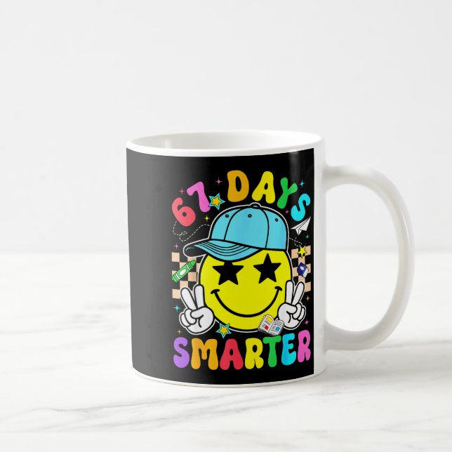 67th Day Of School 67 Days Smarter Teacher Boy Gir Kaffemugg (Höger)
