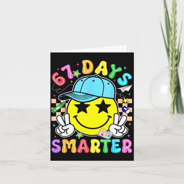 67th Day Of School 67 Days Smarter Teacher Boy Gir Kort (Framsida)