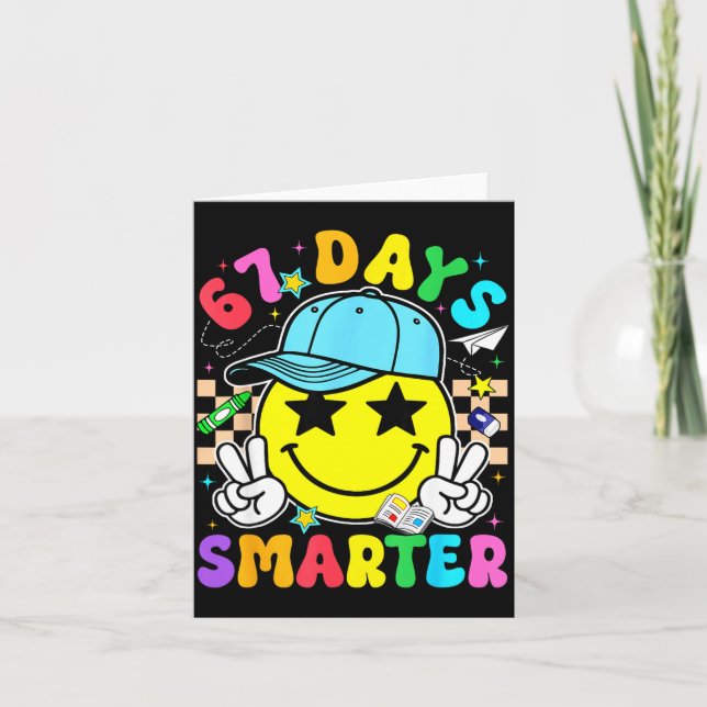 67th Day Of School 67 Days Smarter Teacher Boy Gir Kort (Framsida)