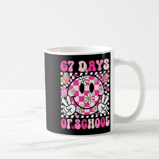 67th Day Of School 67 Days Smarter Teacher Girl Wo Kaffemugg (Höger)