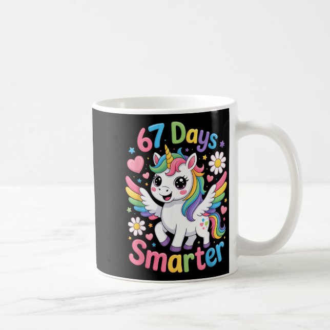 67th Day Of School 67 Days Smarter Unicorn Teacher Kaffemugg (Höger)