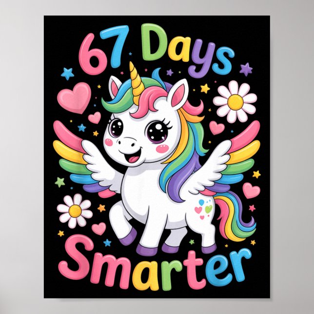 67th Day Of School 67 Days Smarter Unicorn Teacher Poster (Framsidan)