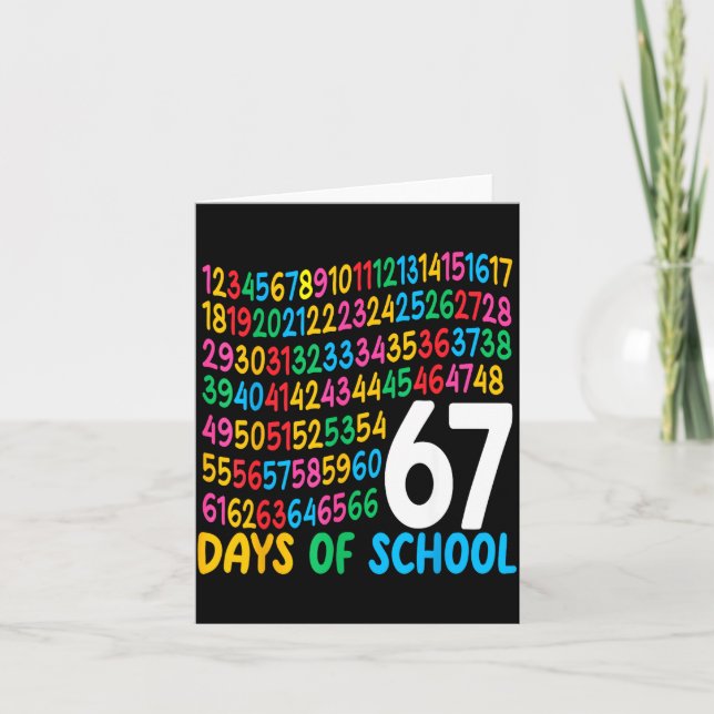 67th Day Of School 67 Math Numbers Teacher Kids 67 Kort (Framsida)
