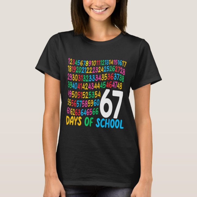 67th Day Of School 67 Math Numbers Teacher Kids 67 T Shirt (Framsida)