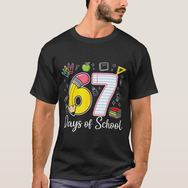 67th Day Of School 67 Six Seven Math Teacher Kids  T Shirt (Framsida)