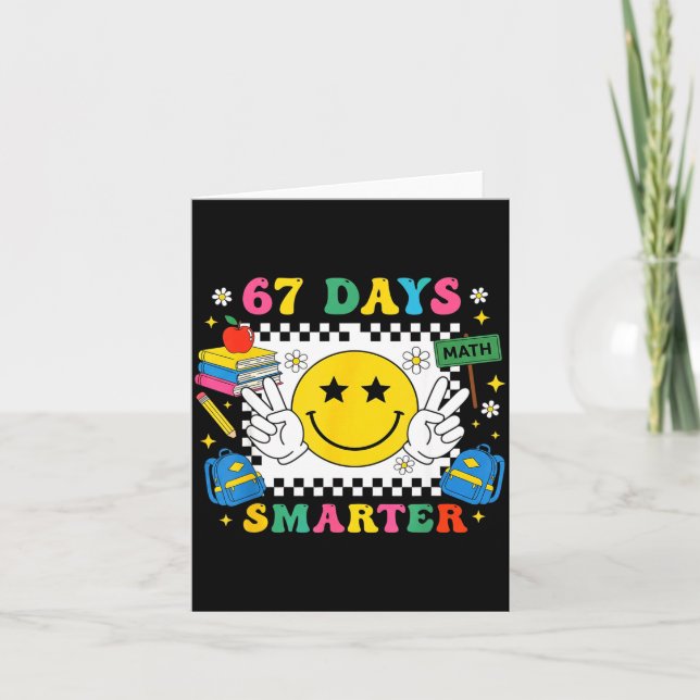 67th Day Of School Funny 67 Days Smarter Teacher B Kort (Framsida)