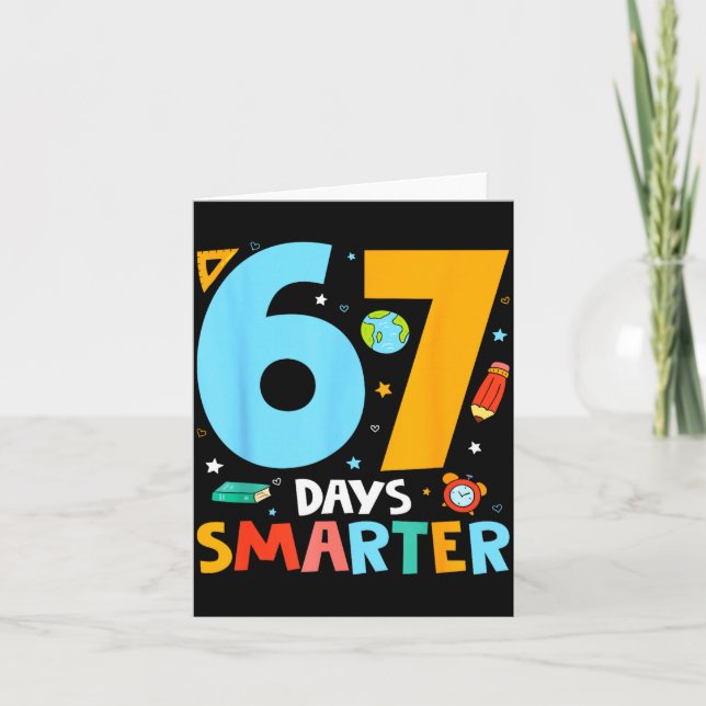 67th Day Of School Funny 67 Days Smarter Teacher B Kort (Framsida)