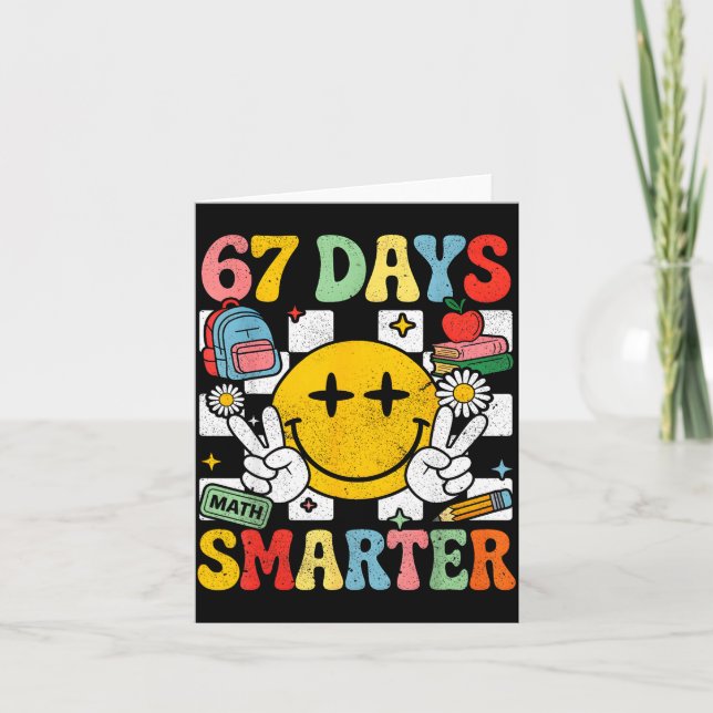 67th Day Of School Funny 67 Days Smarter Teacher B Kort (Framsida)