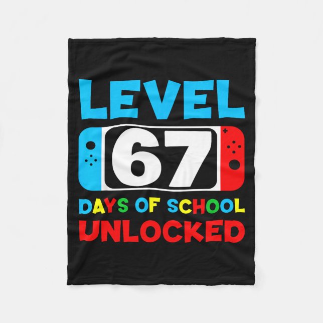 67th Day Of School Gamer Level 67 Days Unlocked 6  Fleecefilt (Framsidan)