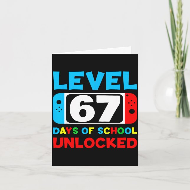 67th Day Of School Gamer Level 67 Days Unlocked 6  Kort (Framsida)