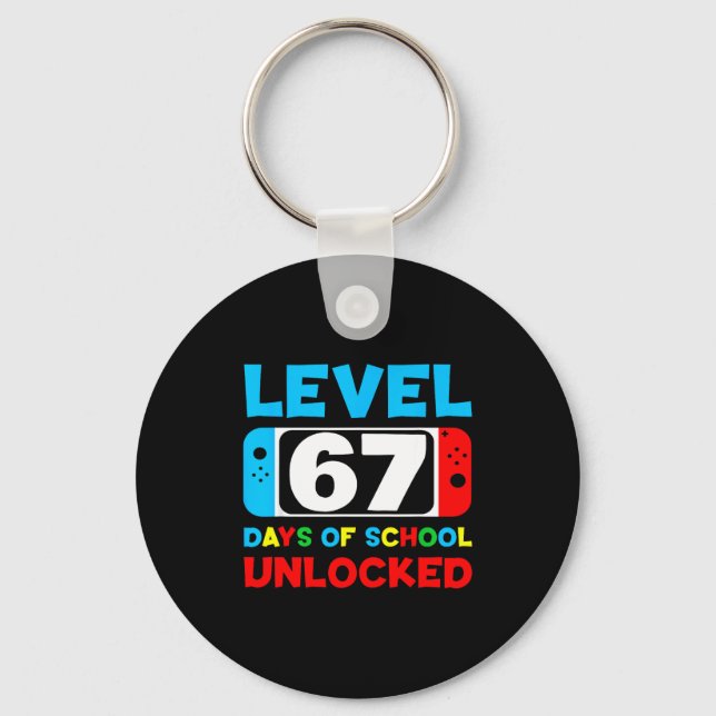 67th Day Of School Gamer Level 67 Days Unlocked 6  Nyckelring (Framsida)