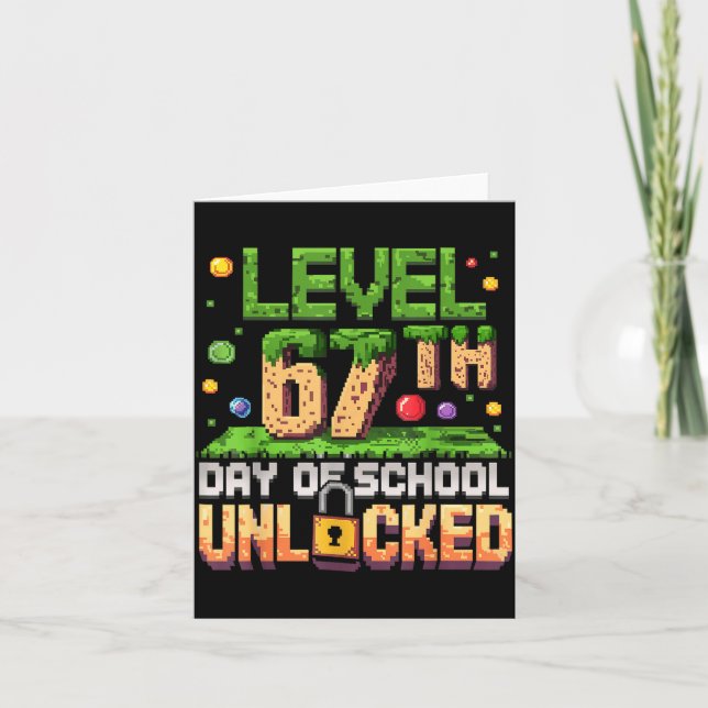 67th Day Of School Gamer Level Unlocked 100 Days O Kort (Framsida)