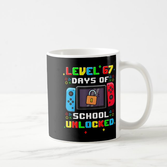 67th Day Of School Level 67 Days Of School Unlocke Kaffemugg (Höger)