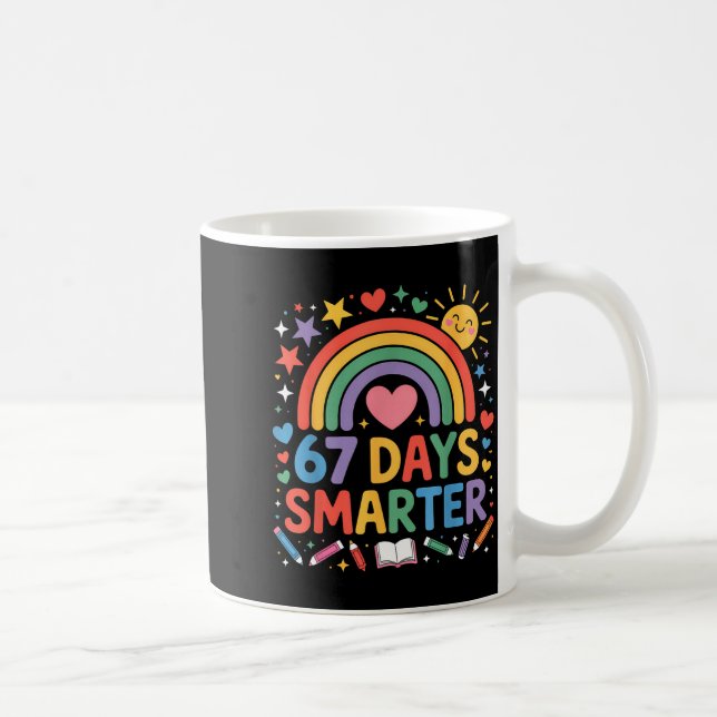 67th Day Of School Meme 67 Days Smarter Rainbow Ki Kaffemugg (Höger)