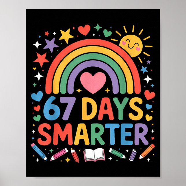 67th Day Of School Meme 67 Days Smarter Rainbow Ki Poster (Framsidan)