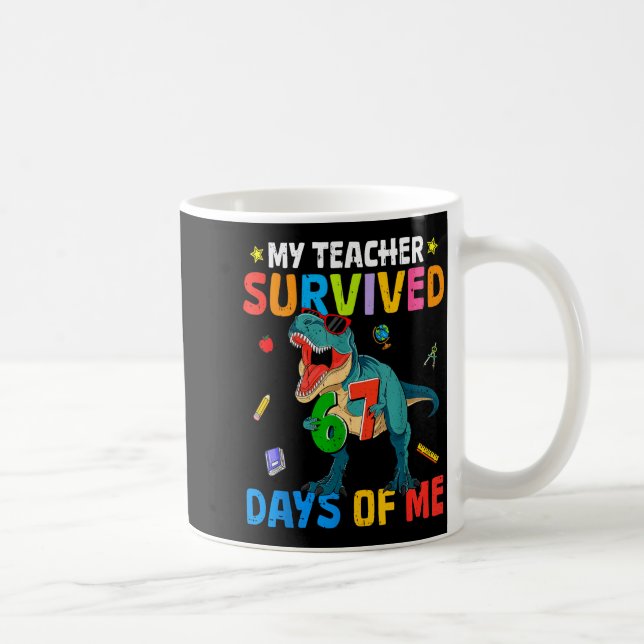 67th Day Of School My Teacher Survived 67 Days Boy Kaffemugg (Höger)