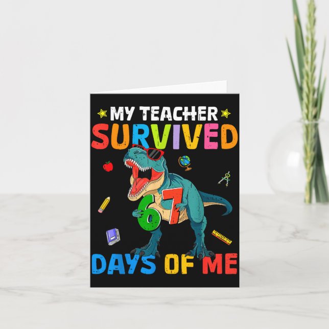 67th Day Of School My Teacher Survived 67 Days Boy Kort (Framsida)