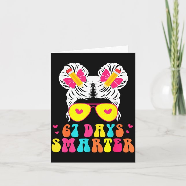 67th Day Of School Shirt 67 Day Smarter Bun Teache Kort (Framsida)